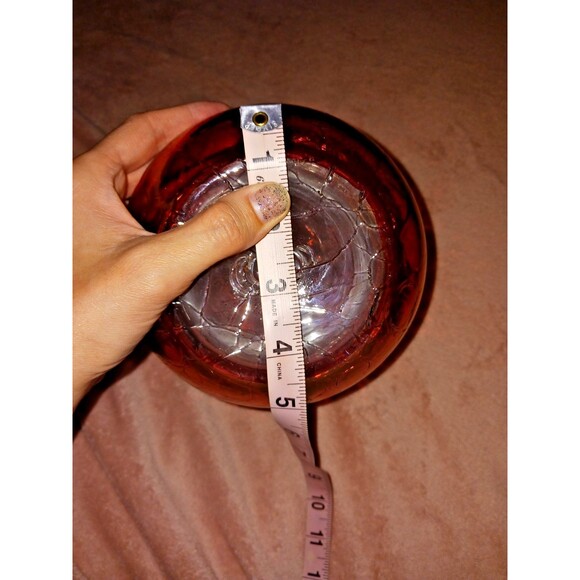 MCM Rainbow Blenko Cranberry Crackle Glass Decanter Missing Stopper Vintage - Picture 6 of 11